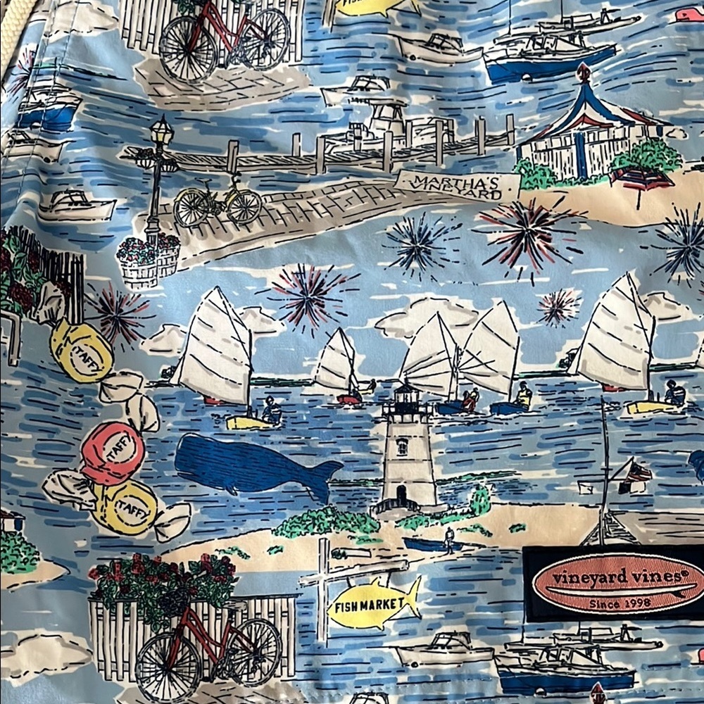 Vineyard Vines Coastal Scene Shorts - Blue and Multicolor